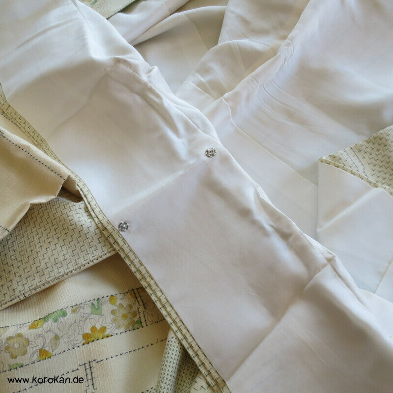Bambus Kasuri und Druck Tsumugi Kimono
