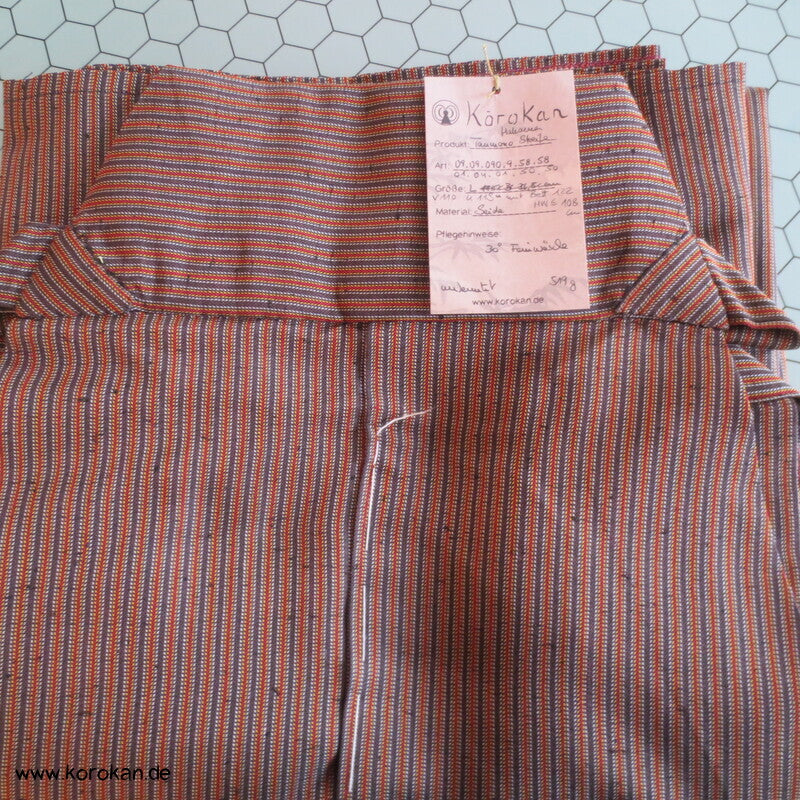 gestreifte Tsumugi Seiden Hakama  - Umanori Hosentyp - neu