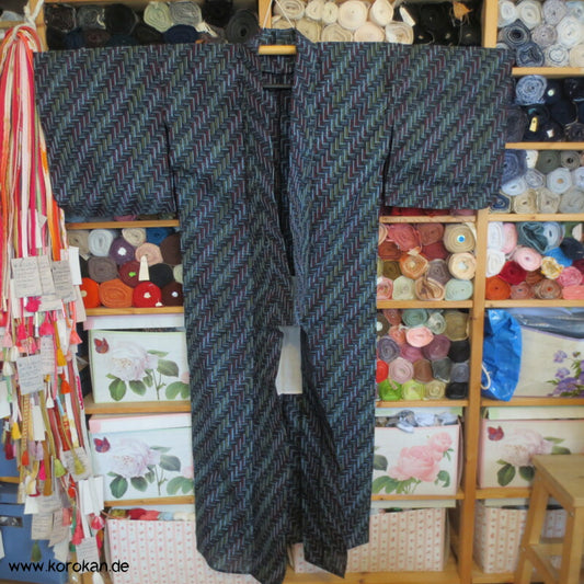 Kurume Kasuri Zacken Baumwolle Hitoe Kimono Arbeitsmantel - neu