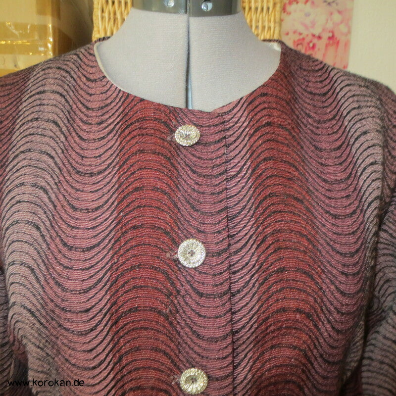 Schößchenjacke aus aufgetrenntem Kimono Wollmaterial, Gr. M, Unikat