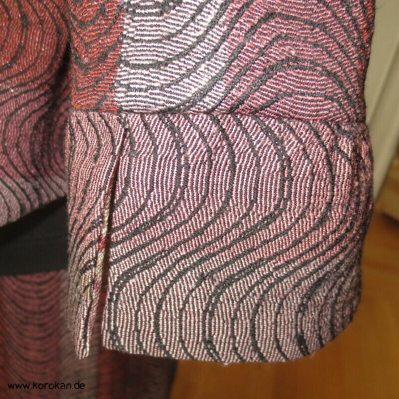 Schößchenjacke aus aufgetrenntem Kimono Wollmaterial, Gr. M, Unikat