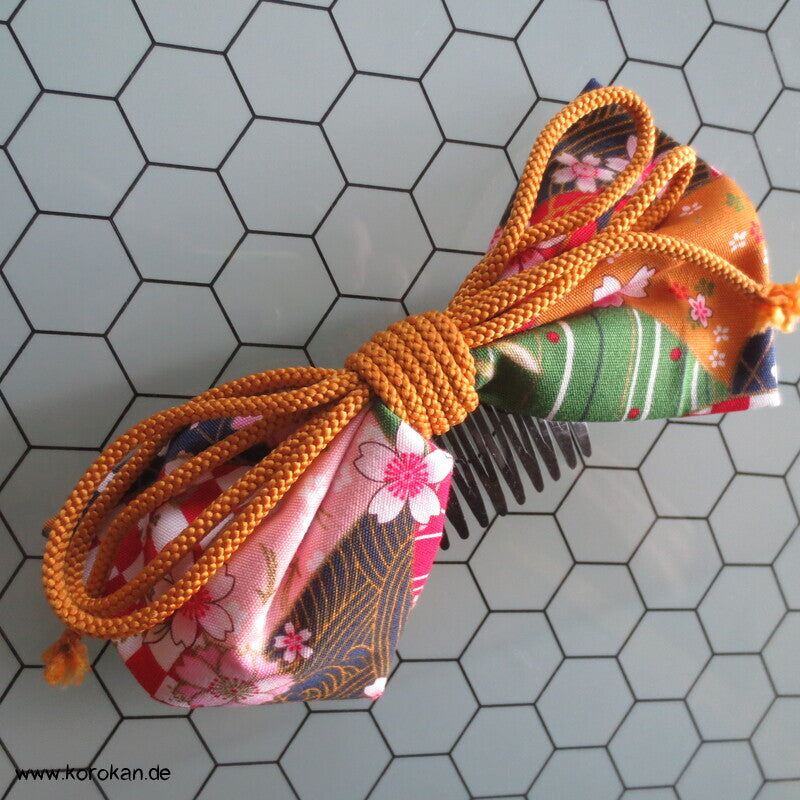 japanischer Haarschmuck Kamm - bunte Bänder