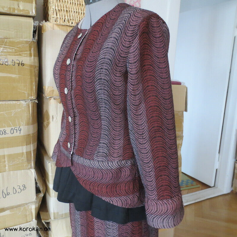 Schößchenjacke aus aufgetrenntem Kimono Wollmaterial, Gr. M, Unikat
