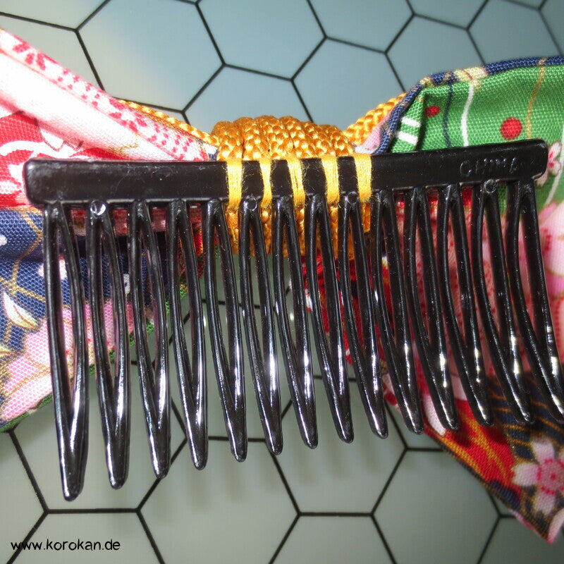 japanischer Haarschmuck Kamm - bunte Bänder