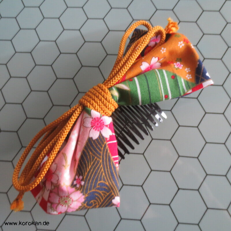 japanischer Haarschmuck Kamm - bunte Bänder