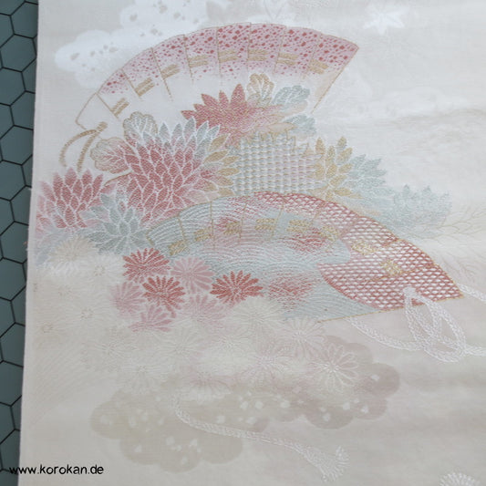 Fächer Seidenjacqard, Lurex - und Urushi, pastellfarben