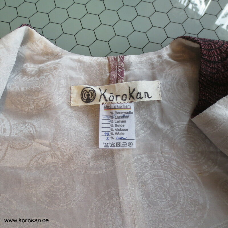 Schößchenjacke aus aufgetrenntem Kimono Wollmaterial, Gr. M, Unikat
