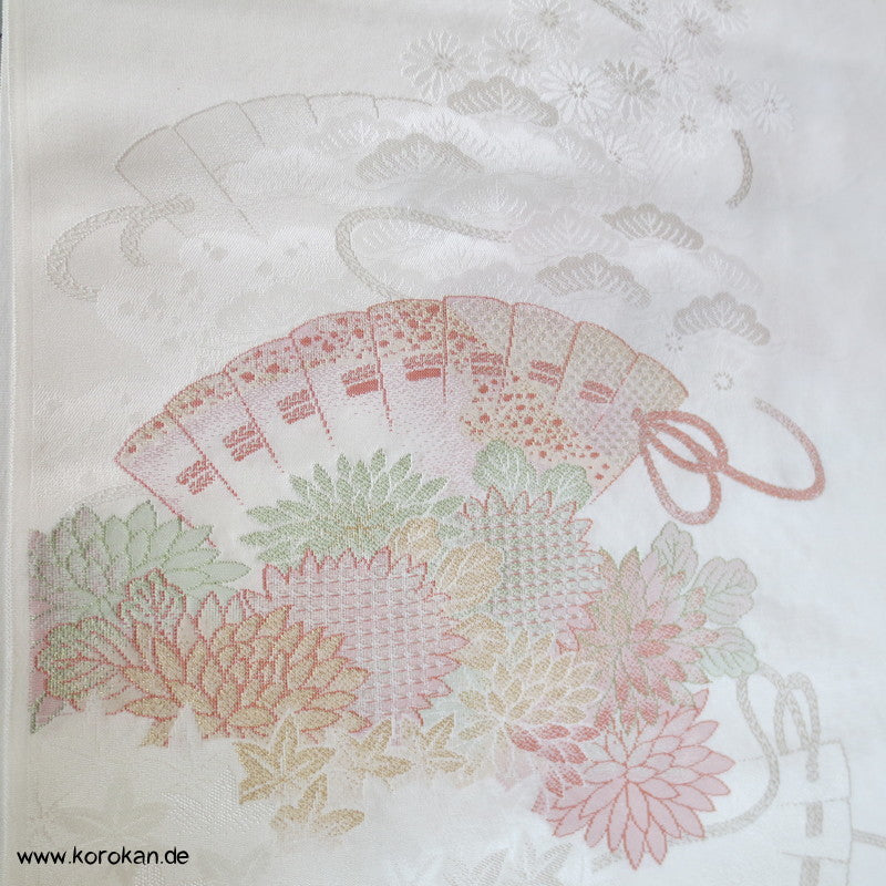 Fächer Seidenjacqard, Lurex - und Urushi, pastellfarben