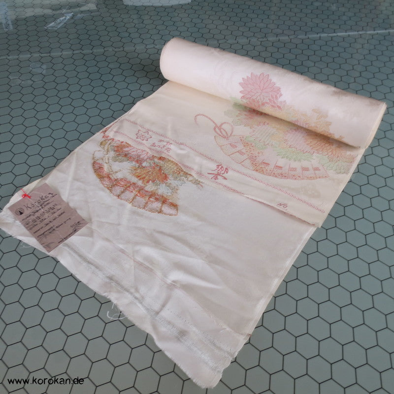 Fächer Seidenjacqard, Lurex - und Urushi, pastellfarben