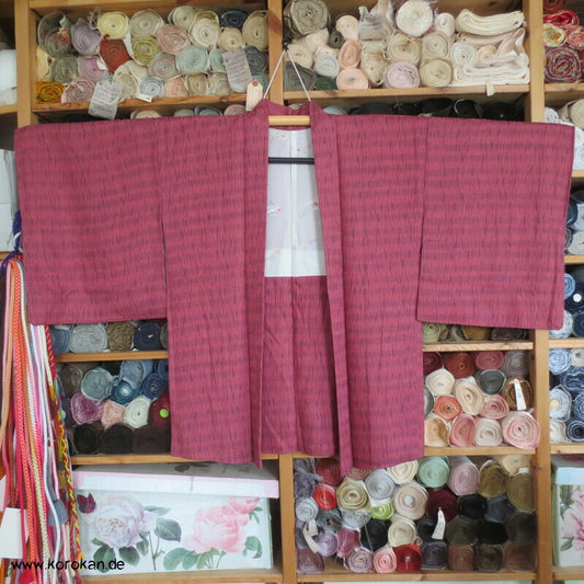 Haori Kimono Jacke Seidenjacquard Tatewaku mit Itajime Shibori Print