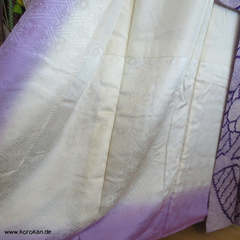 Furisode Kimono Full Shibori Seidendamast Stoffrollenmuster