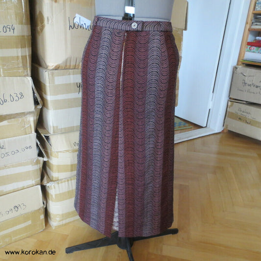 Bleistiftrock mit Diorfalte und Leistentaschen aus aufgetrenntem Kimono Wollmaterial, Gr. M, Unikat