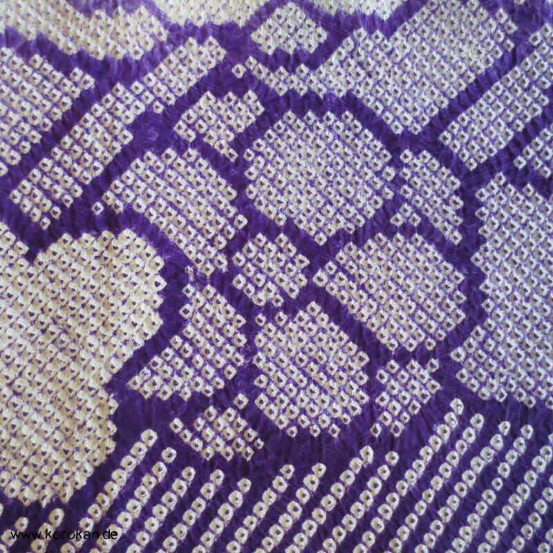 Furisode Kimono Full Shibori Seidendamast Stoffrollenmuster
