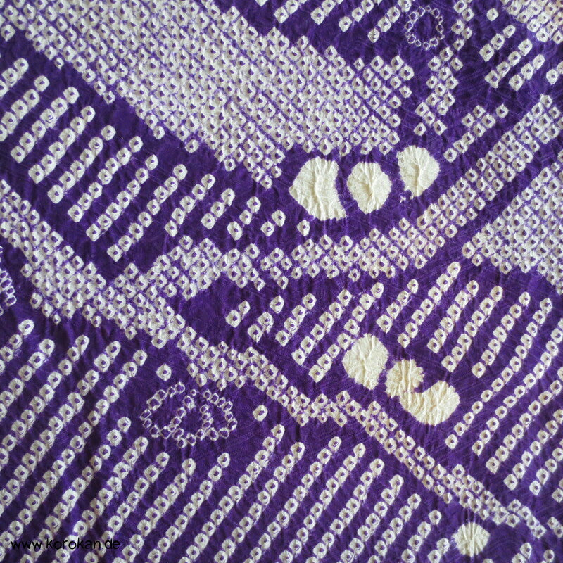 Furisode Kimono Full Shibori Seidendamast Stoffrollenmuster
