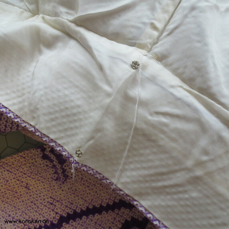 Furisode Kimono Full Shibori Seidendamast Stoffrollenmuster