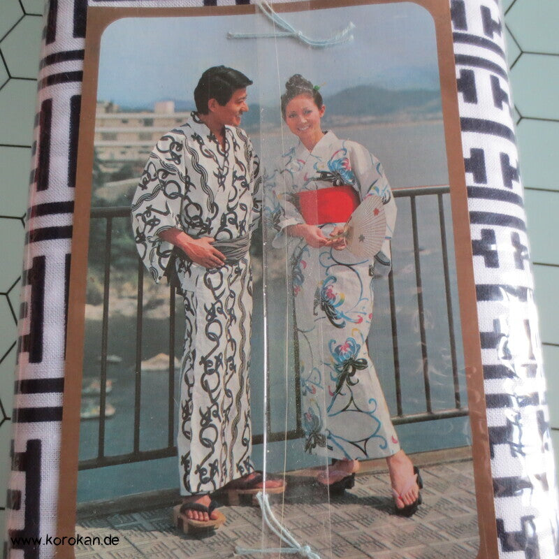 Tanmono Yukata Kimono Baumwoll Männerstoff, geometrisch, neu