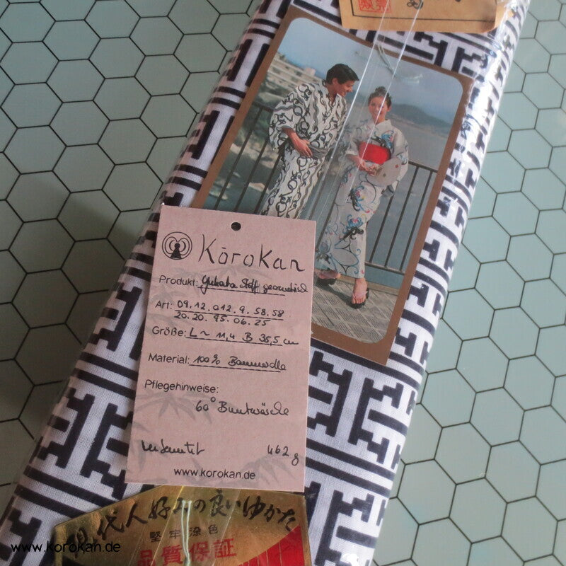 Tanmono Yukata Kimono Baumwoll Männerstoff, geometrisch, neu