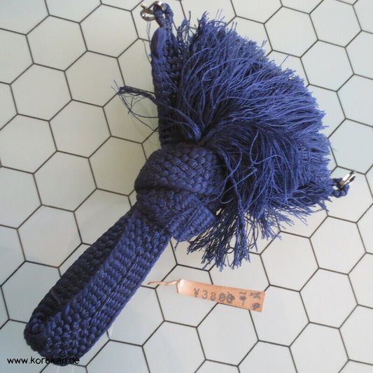 blaue Seide, flaches Band, dicke Troddel Männer Haori Himo