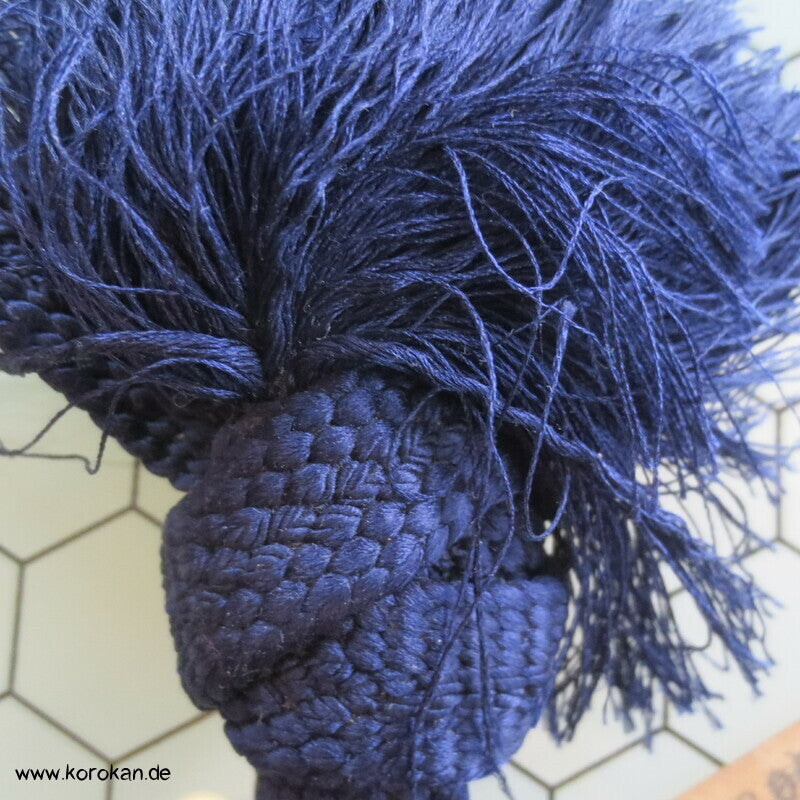 blaue Seide, flaches Band, dicke Troddel Männer Haori Himo