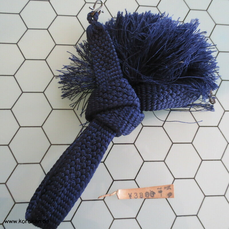 blaue Seide, flaches Band, dicke Troddel Männer Haori Himo
