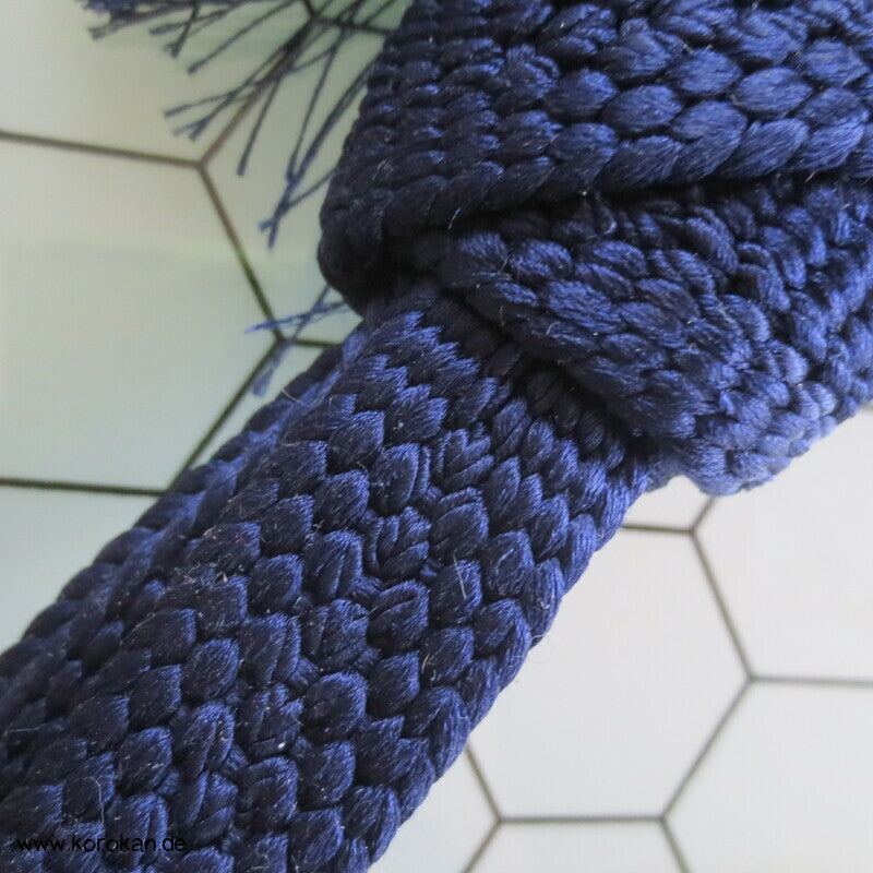 blaue Seide, flaches Band, dicke Troddel Männer Haori Himo