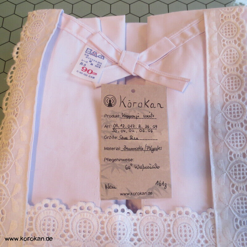 Kappougi Kimono Schürze mit Ärmeln, weiß, neu