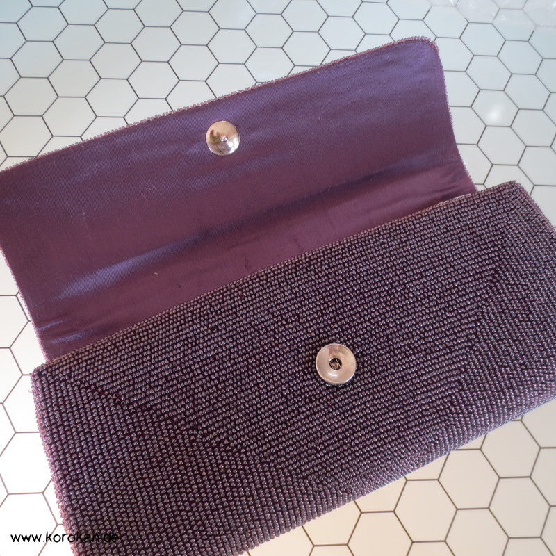 japanische lilaschillernde perlenbestickte Rangiku Clutch Abend Tasche