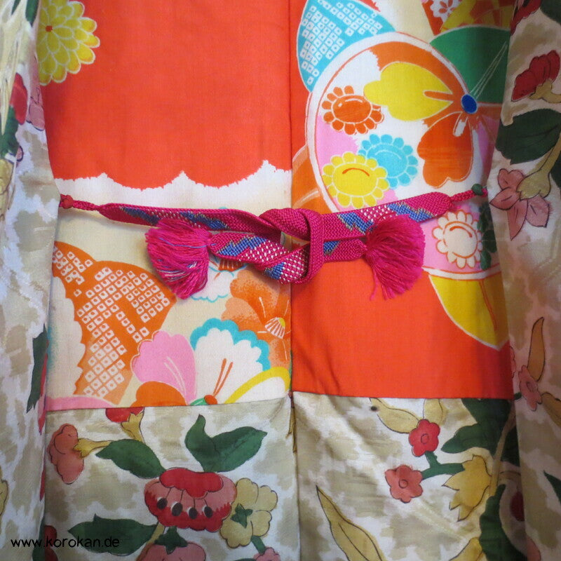 feine leichte 1950'er Haori Kimono Jacke, Kamelien