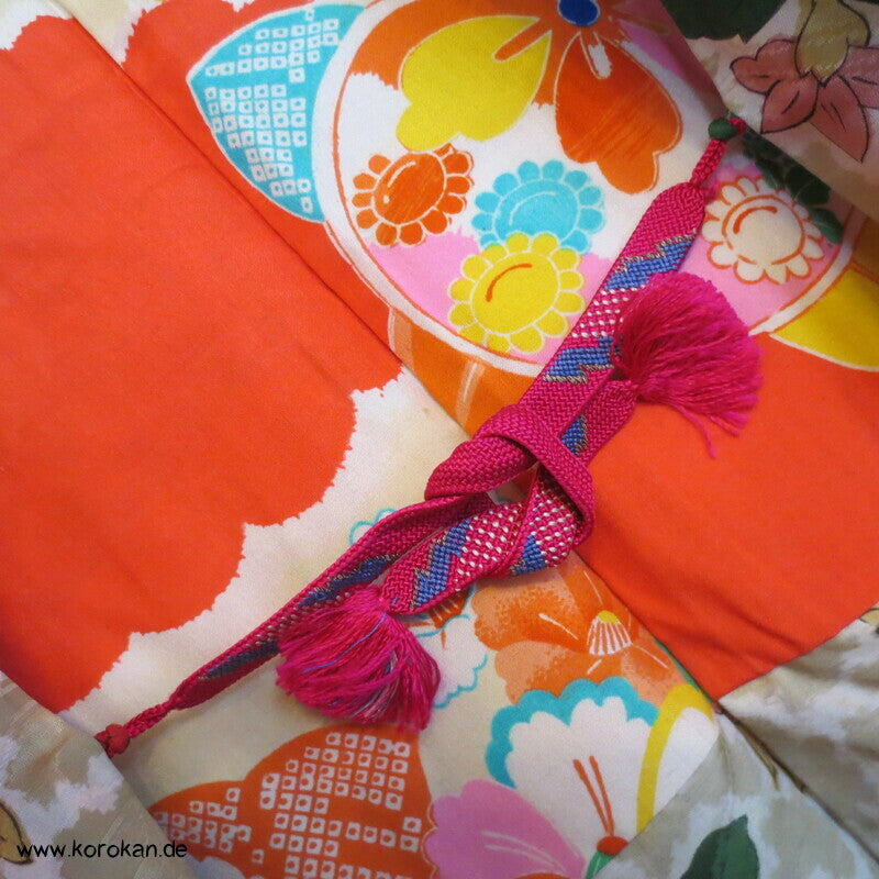 feine leichte 1950'er Haori Kimono Jacke, Kamelien