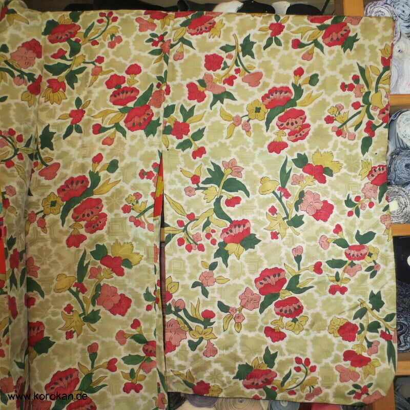 feine leichte 1950'er Haori Kimono Jacke, Kamelien