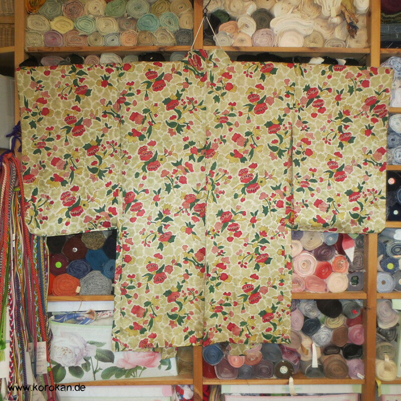 feine leichte 1950'er Haori Kimono Jacke, Kamelien