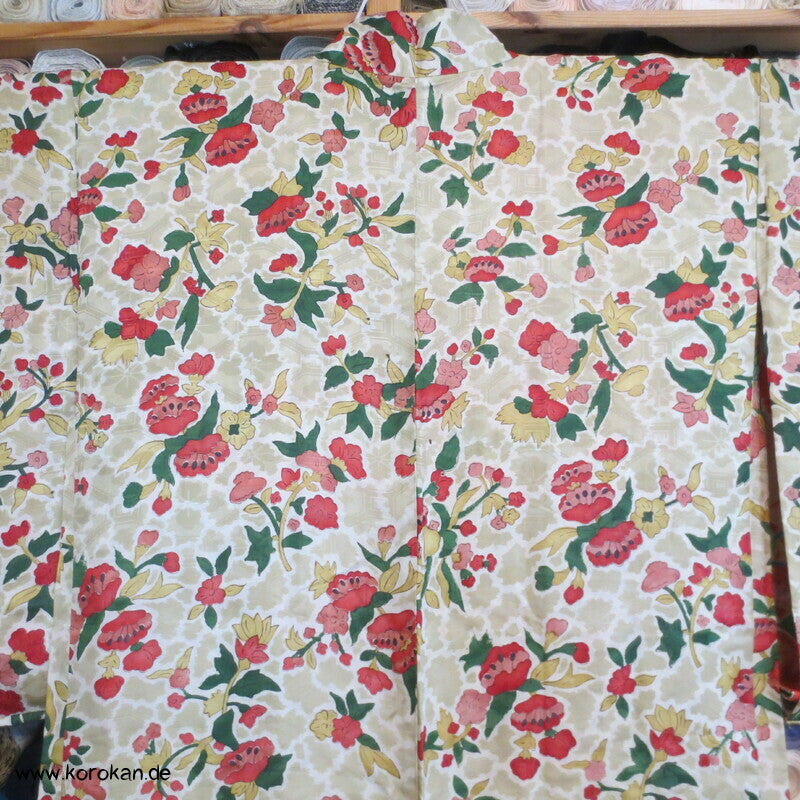 feine leichte 1950'er Haori Kimono Jacke, Kamelien