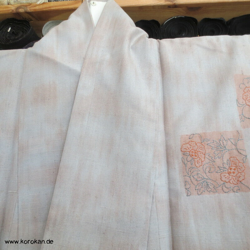Bokashi und Sashiko Stickerei Tsumugi Tsukesage Kimono