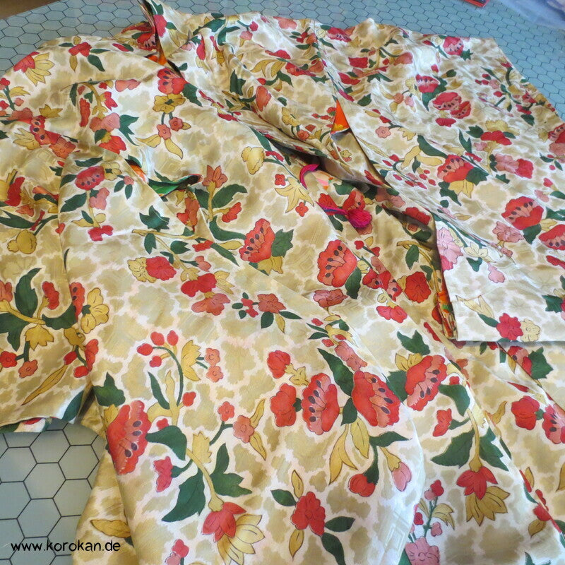 feine leichte 1950'er Haori Kimono Jacke, Kamelien