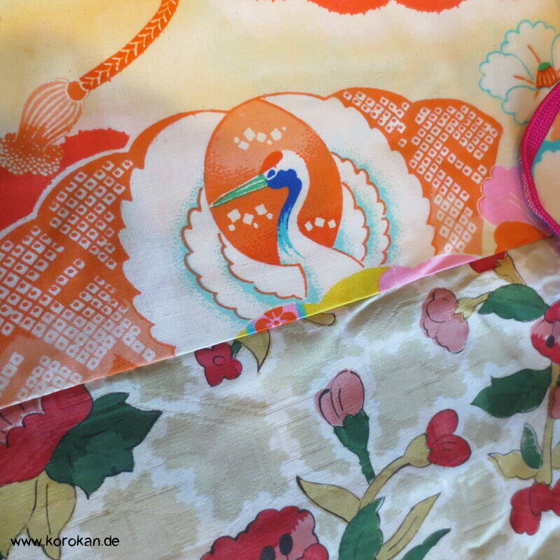 feine leichte 1950'er Haori Kimono Jacke, Kamelien