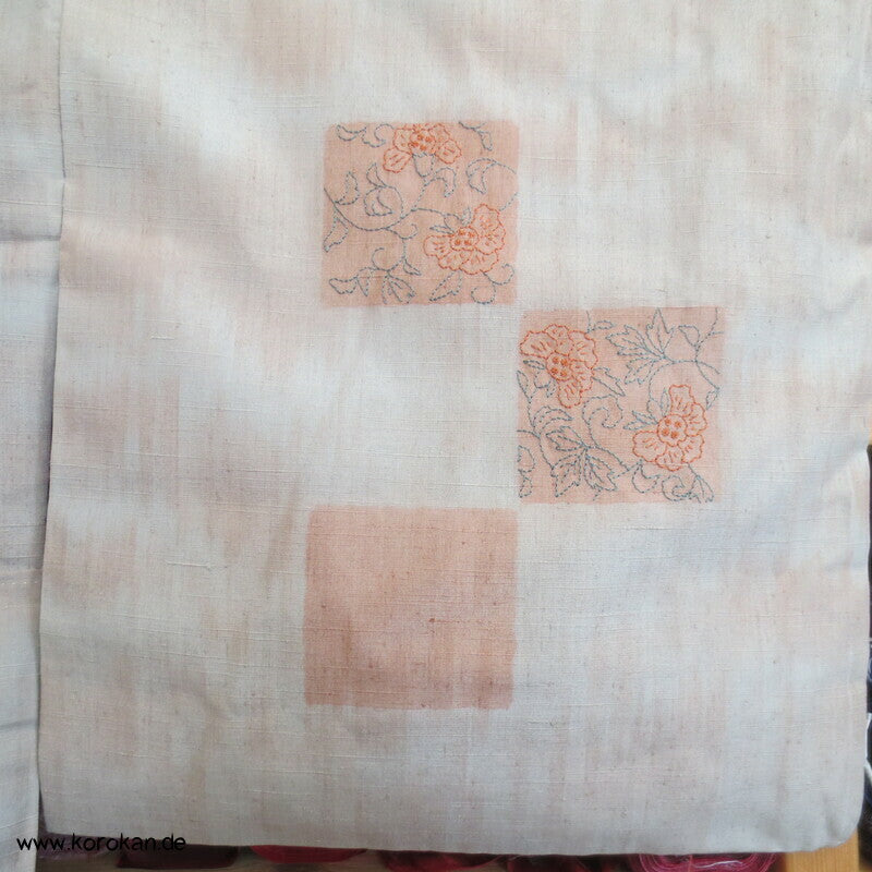 Bokashi und Sashiko Stickerei Tsumugi Tsukesage Kimono