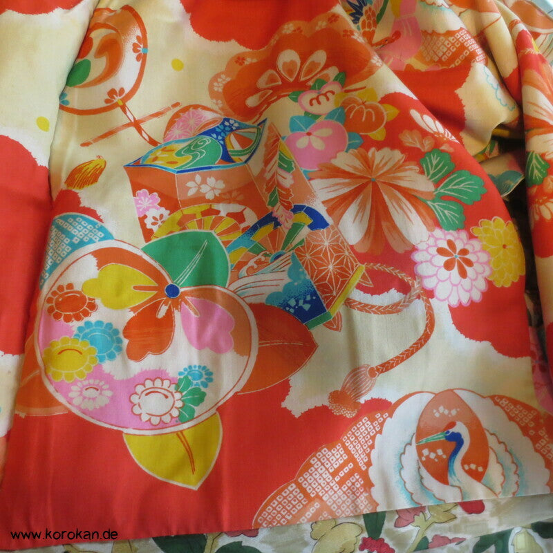 feine leichte 1950'er Haori Kimono Jacke, Kamelien