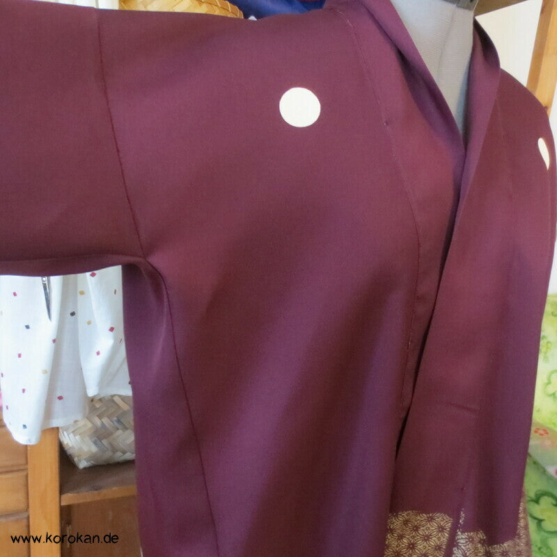 Samurai Junge Abendmantel reine japanische Kimono Seide, Golddruck, One Size Fits All, Unikat