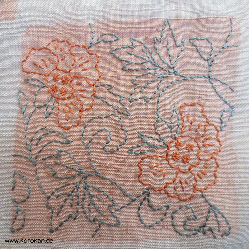 Bokashi und Sashiko Stickerei Tsumugi Tsukesage Kimono