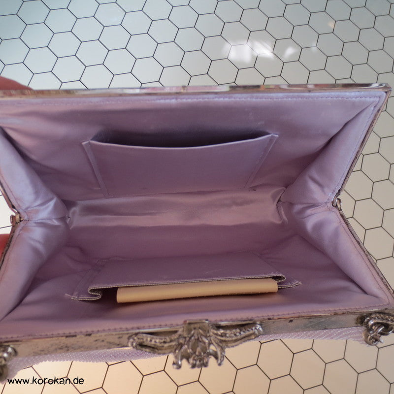 japanische lilaschillernde Higaki perlenbestickte Abend Handtasche