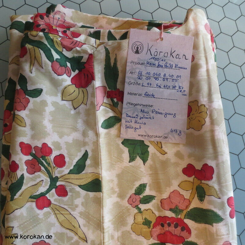 feine leichte 1950'er Haori Kimono Jacke, Kamelien