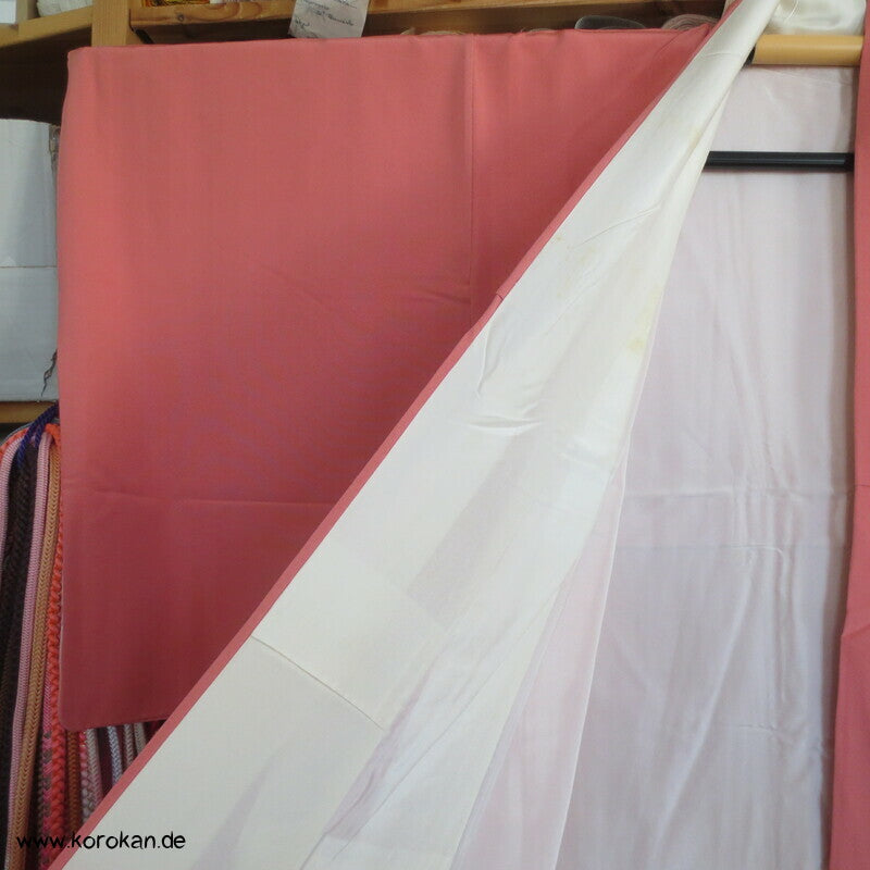 Tsukesage Kimono altrosa Seidencrepe mit Kamelien