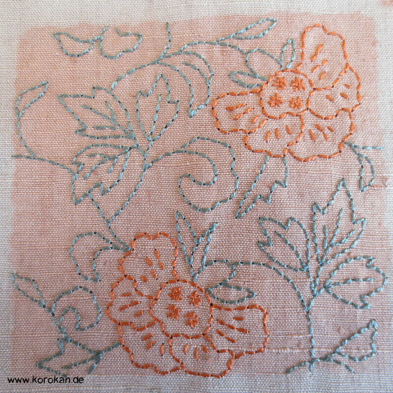 Bokashi und Sashiko Stickerei Tsumugi Tsukesage Kimono
