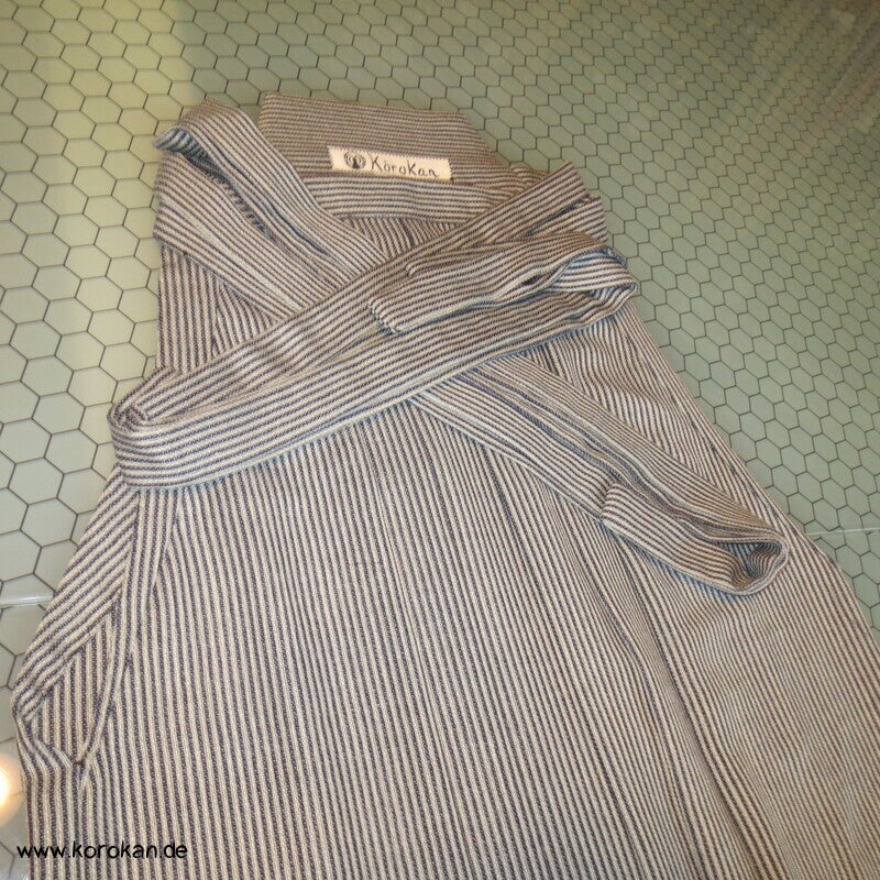 gestreifte Sommer Hakama  - Umanori Hosentyp - neu  - gestreifte Wollmischung