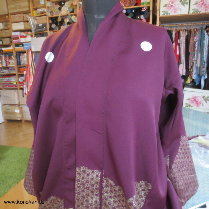 Samurai Junge Abendmantel reine japanische Kimono Seide, Golddruck, One Size Fits All, Unikat