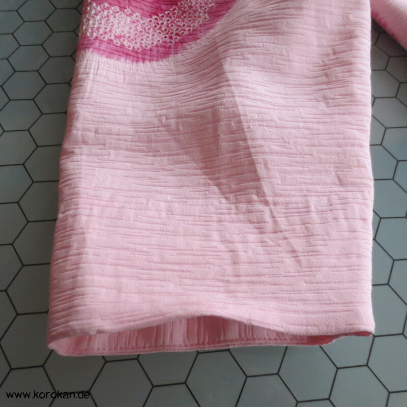pink auf rosa Blüten Seidendamast Shibori Haori - europäischer Ärmel