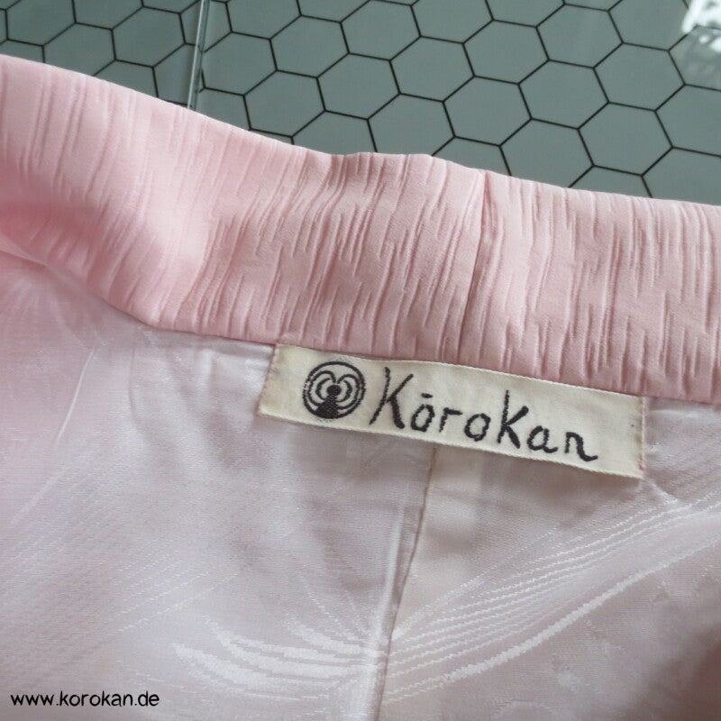 pink auf rosa Blüten Seidendamast Shibori Haori - europäischer Ärmel