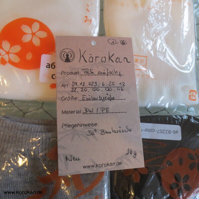 Tabi Socken einfarbig - schwarz weiß grau