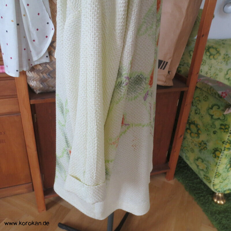 Full Shibori Blättermotiv lose Jacke / Bluse Gr. L, Upcycling aus japanischem Haori Kimono