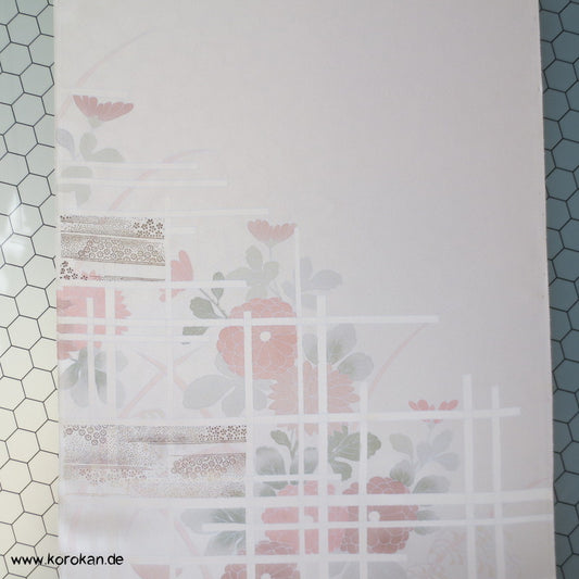 Chrysanthemen hinter Gitter Tanmono Kimono Seiden Crepesatin